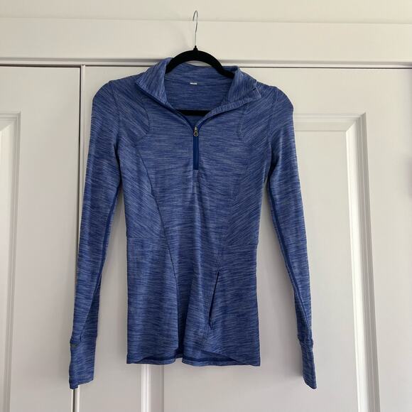 LuluLemon Women's Athletic Quarterzip Heathered Blue‎ Size 2 - Picture 1 of 10